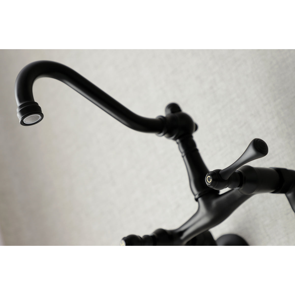 Kingston Brass KS322BLAC Vintage 6" Adjustable Center Wall Mount Kitchen Faucet