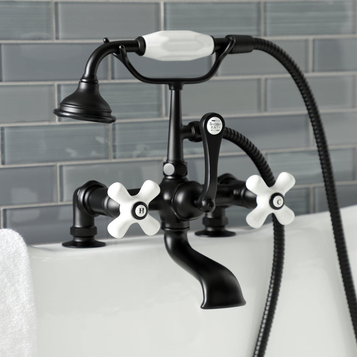 Aqua Vintage 7-Inch Tub Faucet with Hand Shower
