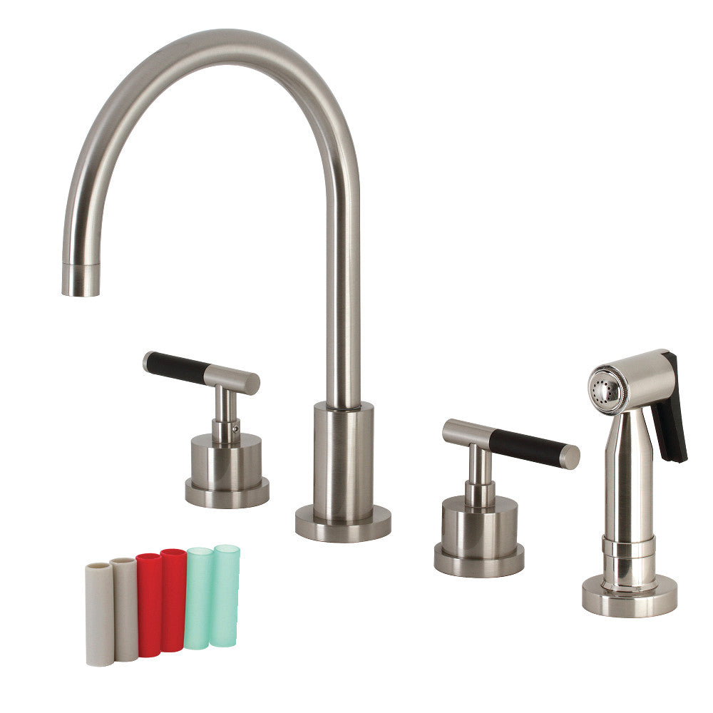 Kingston Brass KS8728CKLBS Kaiser Widespread Kitchen Faucet with Brass Sprayer