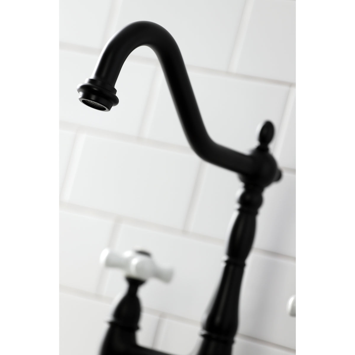Kingston Brass KS1273PXBS Heritage Bridge Kitchen Faucet with Brass Sprayer