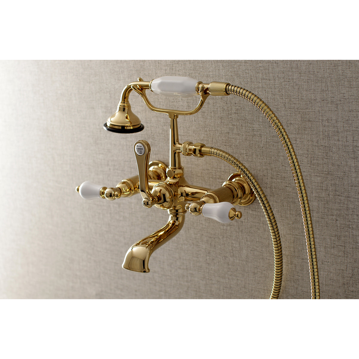 Aqua Vintage 7-Inch Wall Mount Tub Faucet with Hand Shower