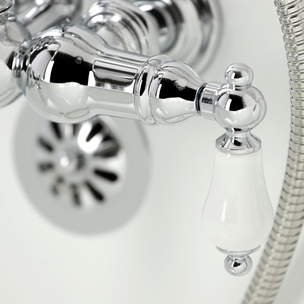 Vintage 3-3/8" Tub Wall Mount Clawfoot Tub Faucet with Hand Shower