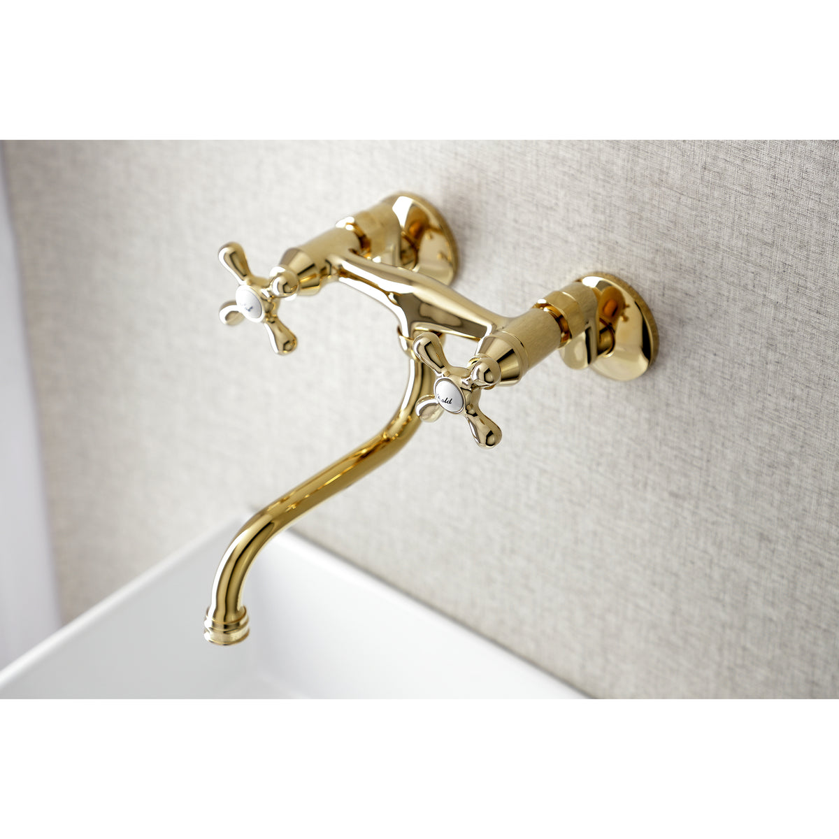 Kingston Brass KS216PN Kingston Two Handle Wall Mount Bathroom Faucet