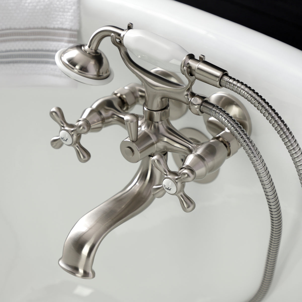 Kingston Wall Mount Clawfoot Tub Faucet with Hand Shower