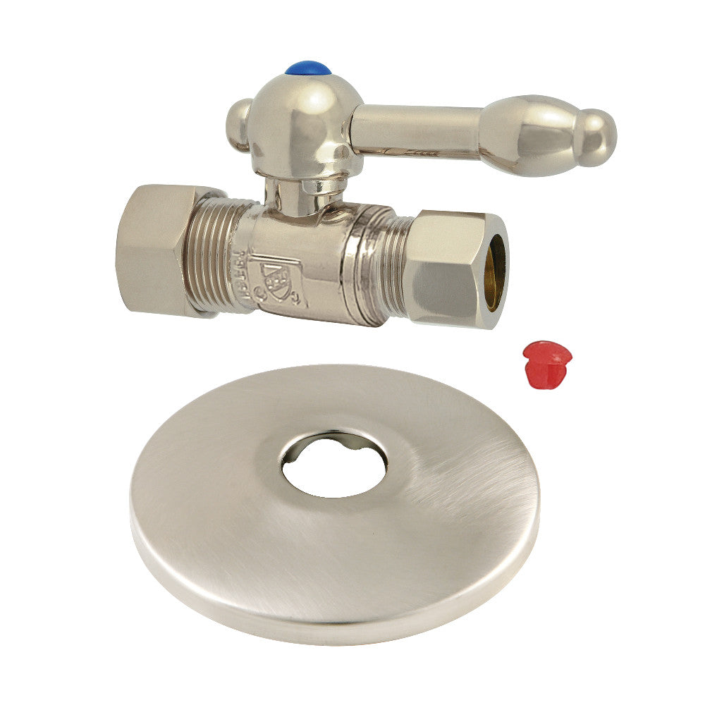 Kingston Brass 5/8-Inch OD X 1/2-Inch OD Comp Quarter-Turn Straight Stop Valve with Flange