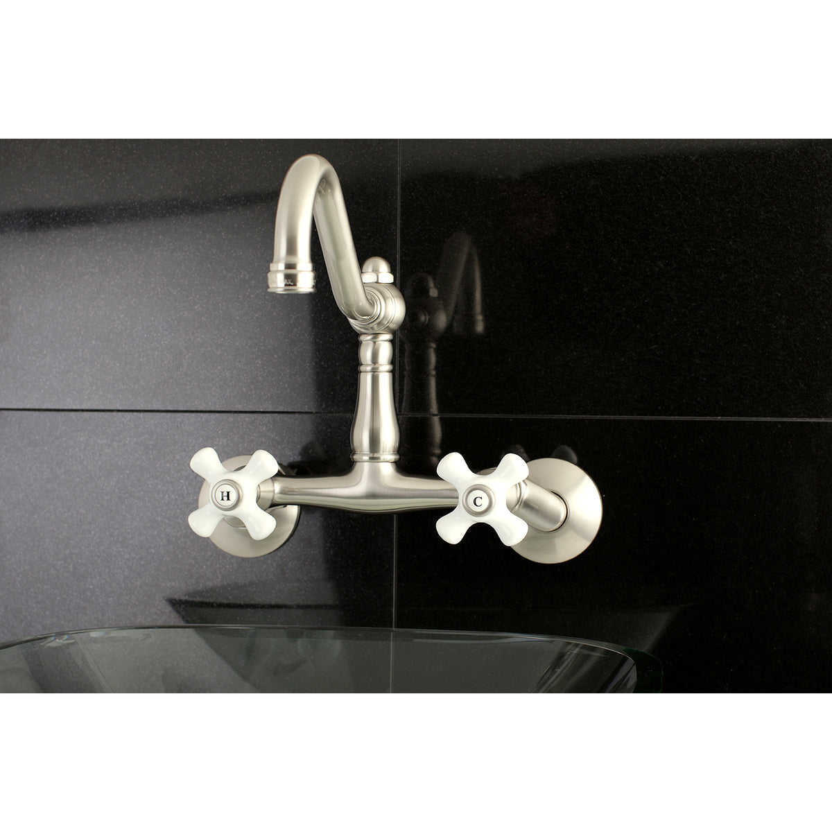 Kingston Brass KS3222PX Vintage 6" Adjustable Center Wall Mount Kitchen Faucet
