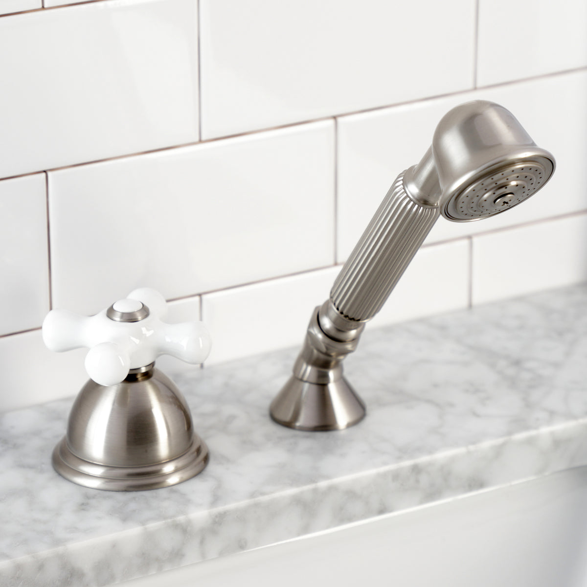 Kingston Brass Deck Mount Hand Shower with Diverter for Roman Tub Faucet