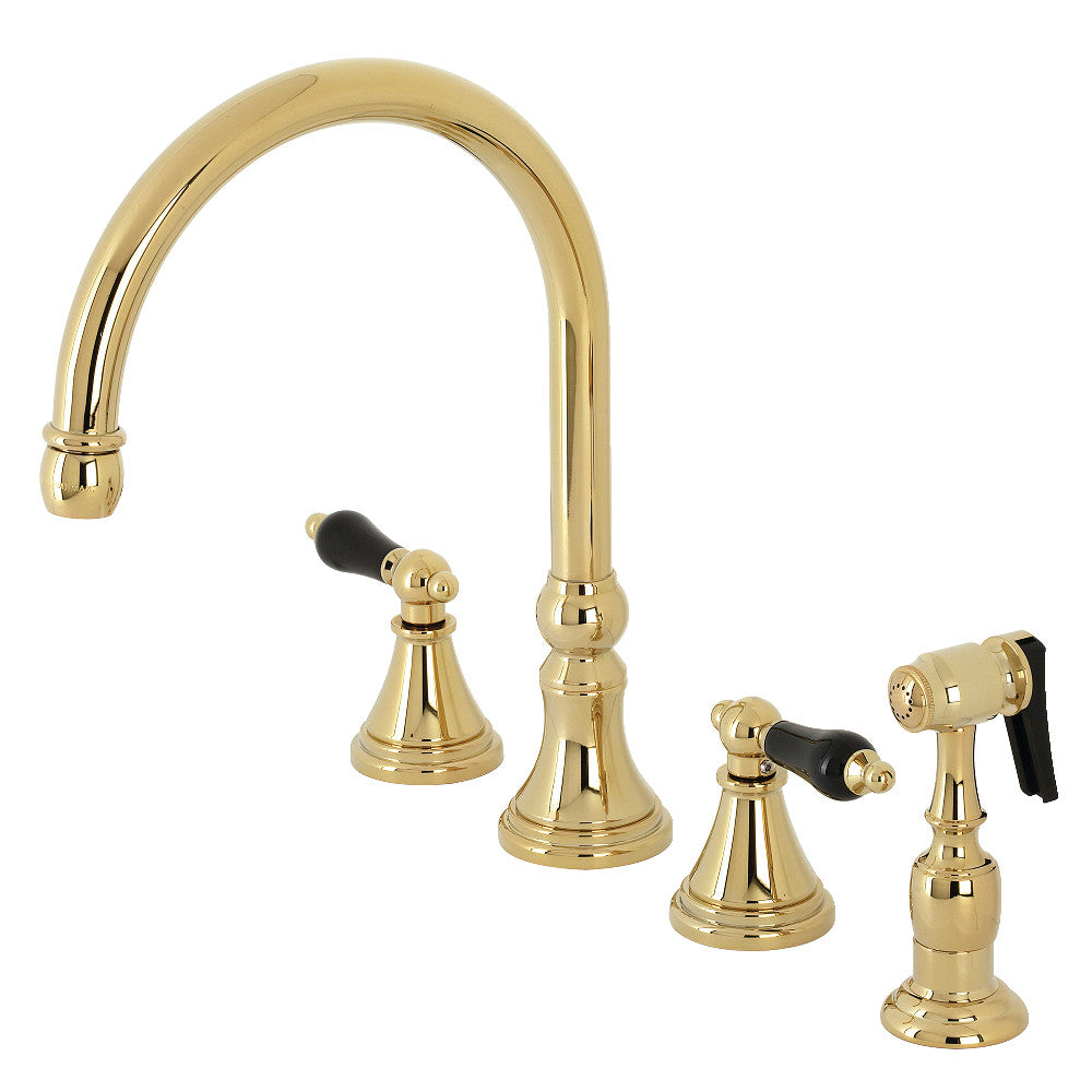 Kingston Brass KS2792PKLBS Duchess Widespread Kitchen Faucet with Brass Sprayer