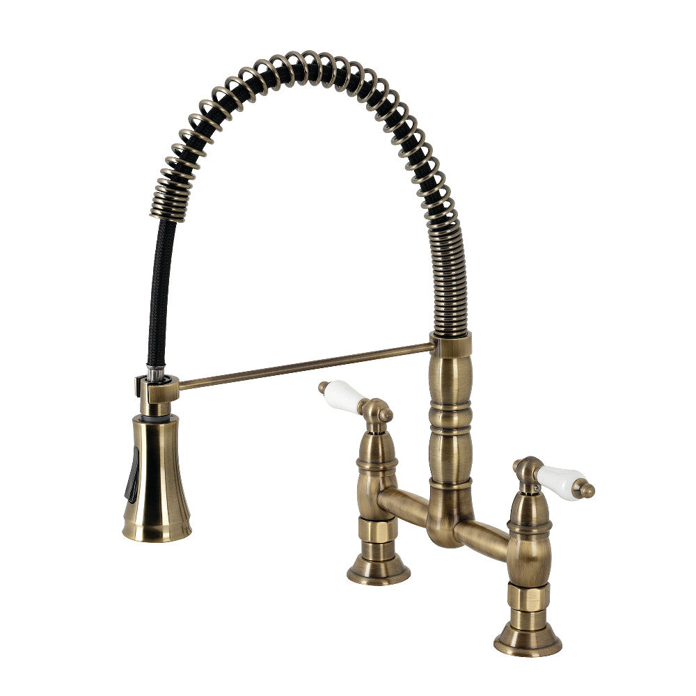 Gourmetier GS1273PL Heritage Two-Handle Deck-Mount Pull-Down Sprayer Kitchen Faucet