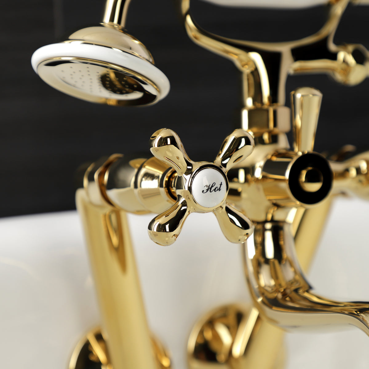 Kingston Wall Mount Clawfoot Tub Faucet with Hand Shower