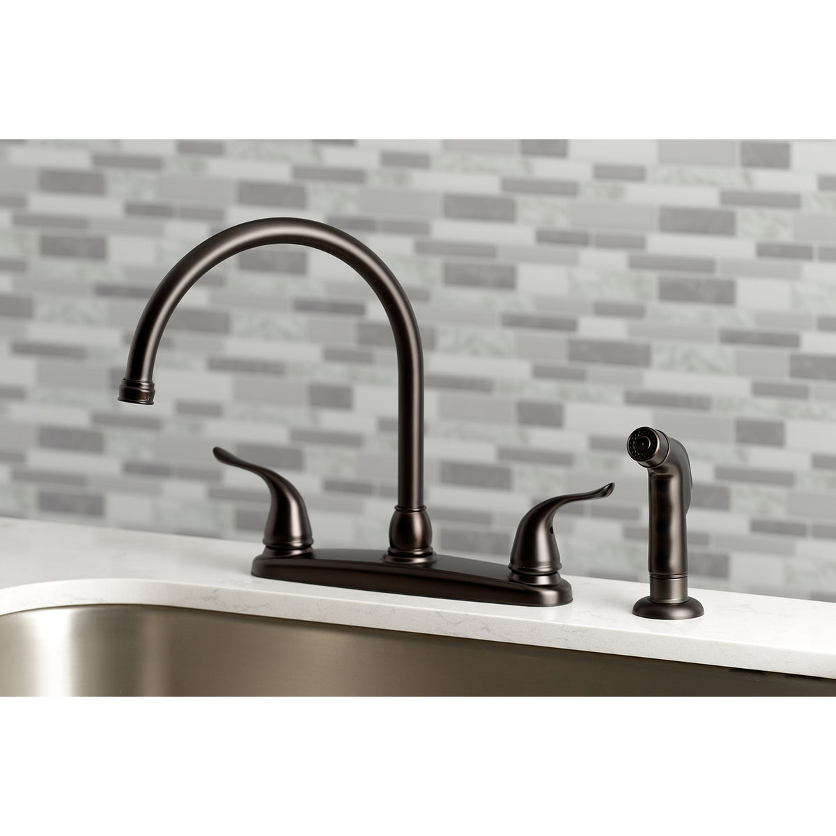Kingston Brass KB791YLSP Yosemite 8-Inch Centerset Kitchen Faucet with Sprayer