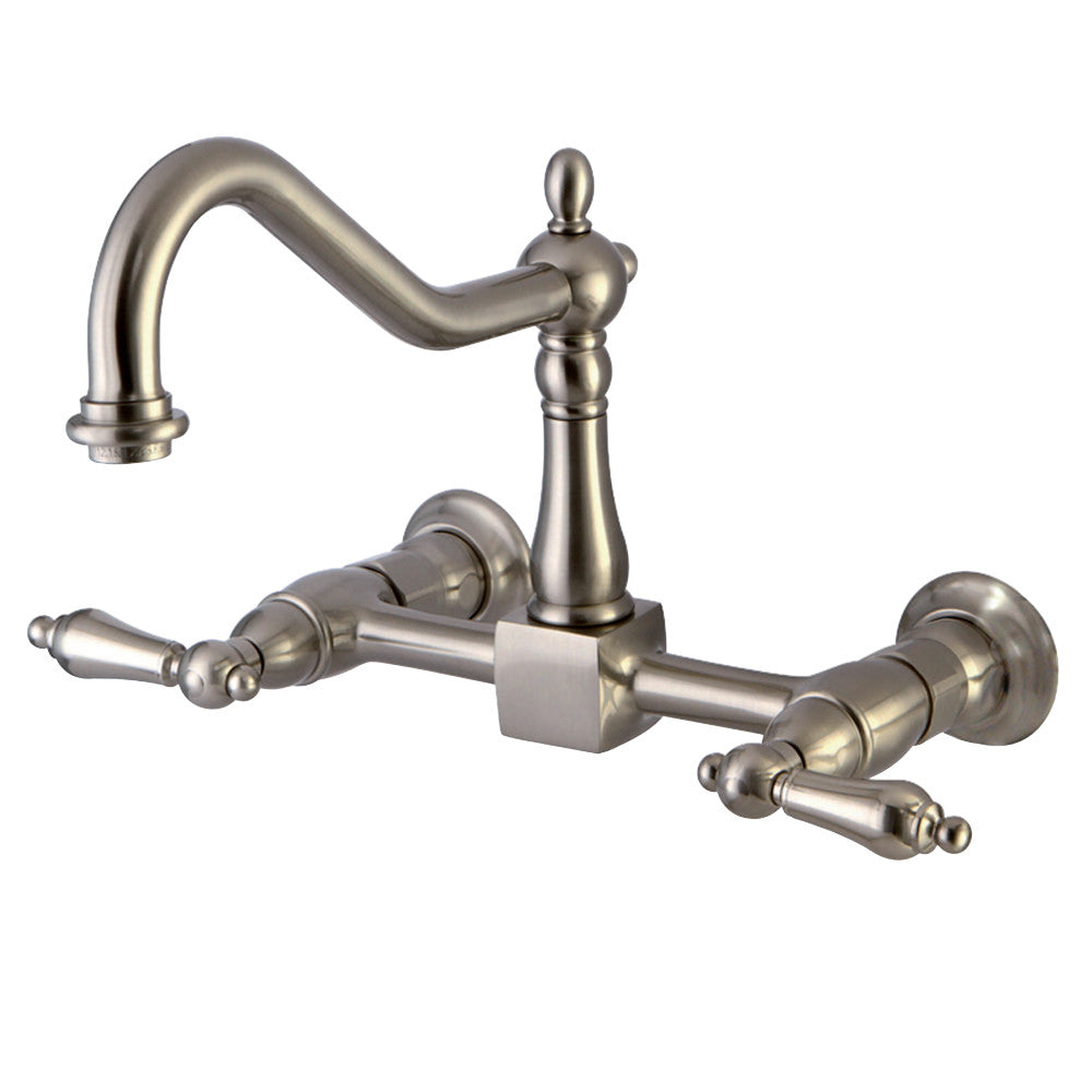 Kingston Brass KS1242AL Heritage Wall Mount Bridge Kitchen Faucet