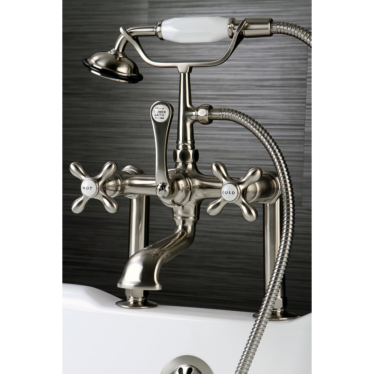 Vintage 7-Inch Deck Mount Clawfoot Tub Faucet with Hand Shower