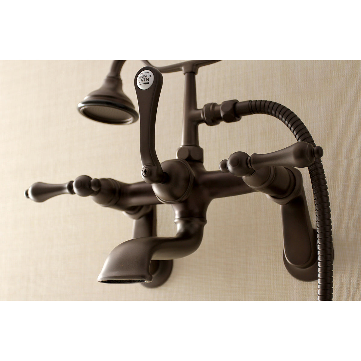 Aqua Vintage 7-Inch Adjustable Wall Mount Tub Faucet with Hand Shower