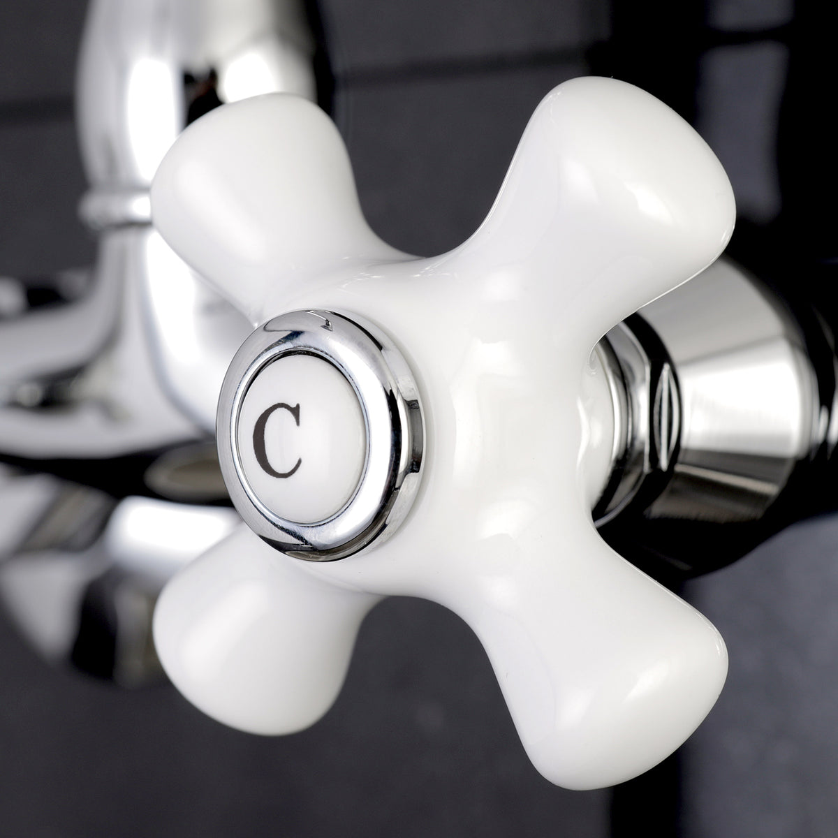 Kingston Brass KS3222PX Vintage 6" Adjustable Center Wall Mount Kitchen Faucet