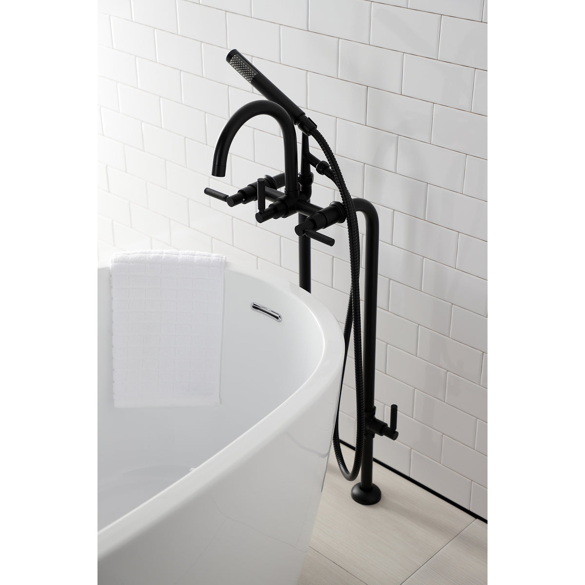 Aqua Vintage Concord Freestanding Tub Faucet with Supply Line, Stop Valve