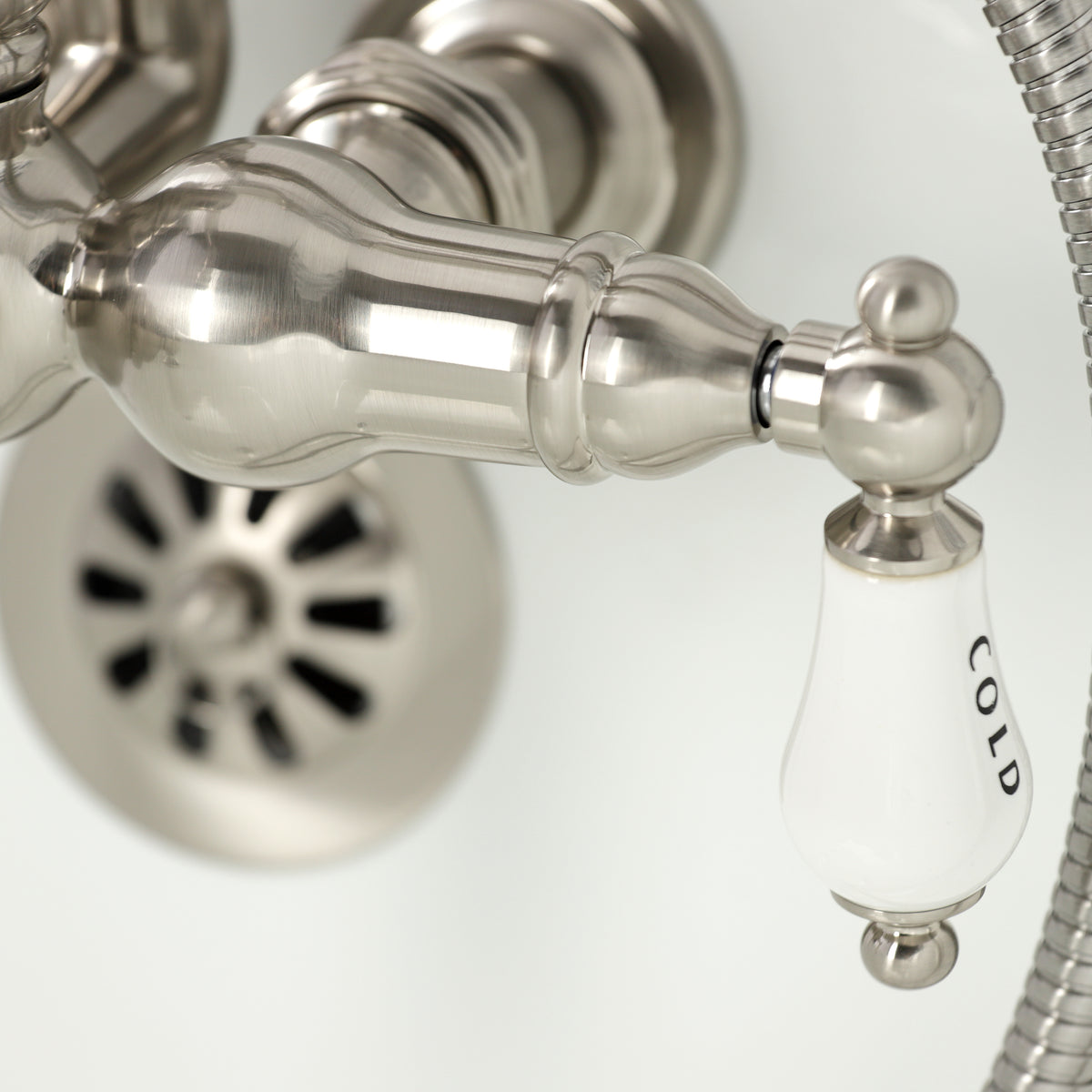 Heritage 3-3/8" Tub Wall Mount Clawfoot Tub Faucet with Hand Shower