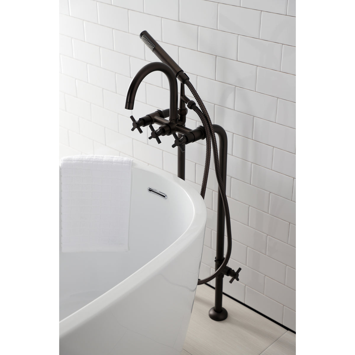 Aqua Vintage Concord Freestanding Tub Faucet with Supply Line, Stop Valve