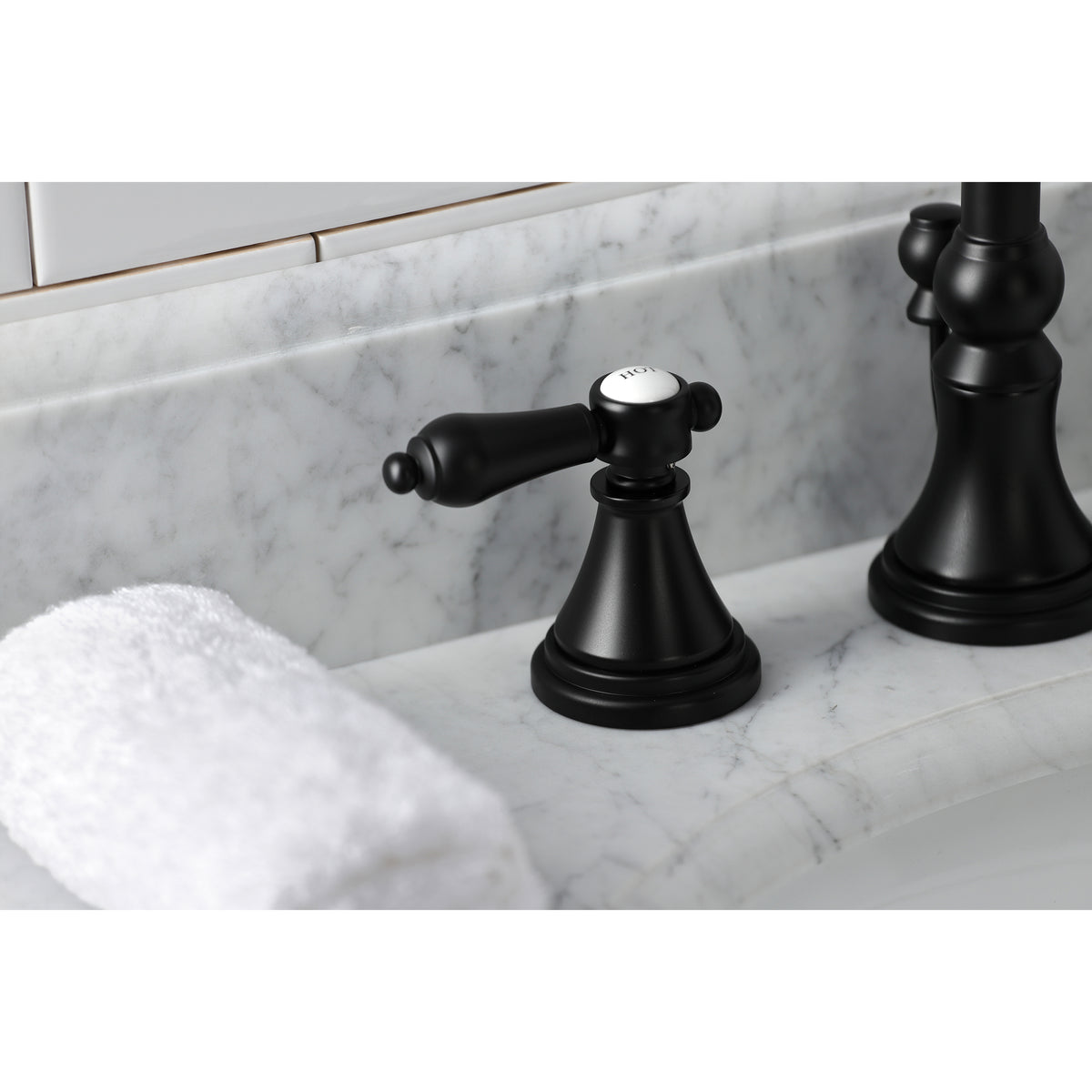 Kingston Brass KS2981BAL Heirloom Widespread Bathroom Faucet with Brass Pop-Up