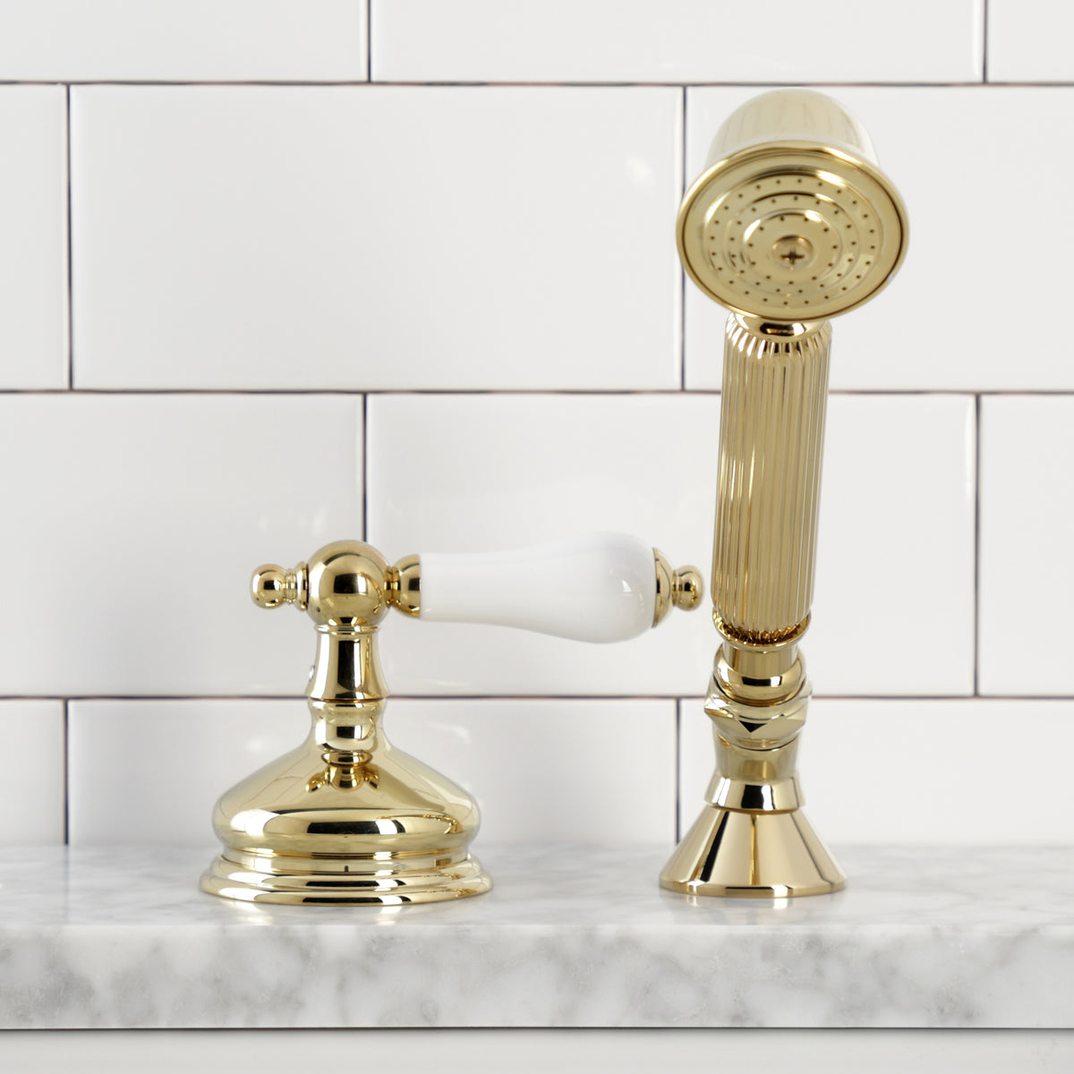 Kingston Brass Deck Mount Hand Shower with Diverter for Roman Tub Faucet