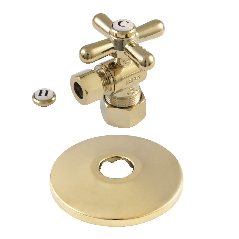 Kingston Brass 5/8-Inch X 3/8-Inch OD Comp Quarter-Turn Angle Stop Valve with Flange