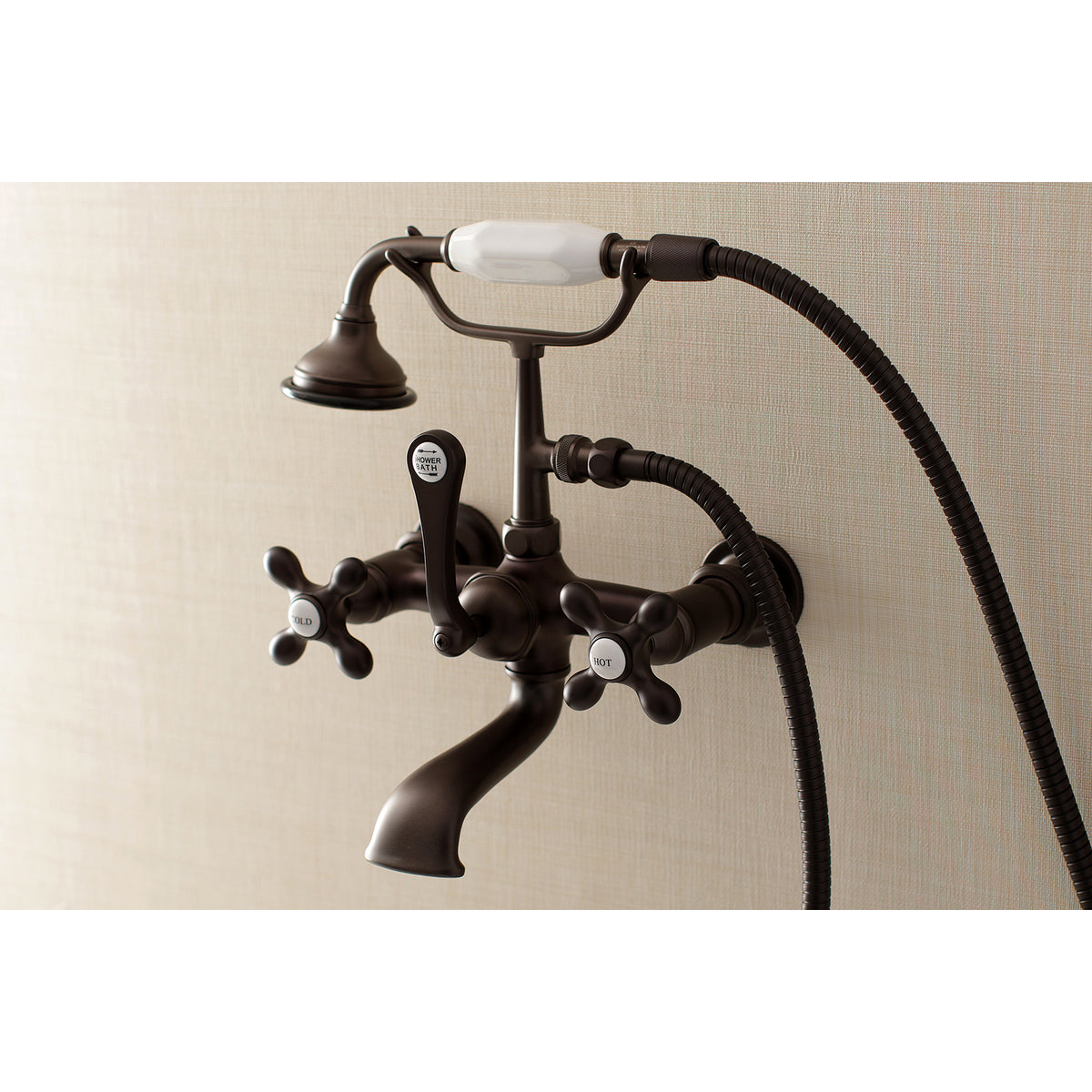 Aqua Vintage 7-Inch Wall Mount Tub Faucet with Hand Shower
