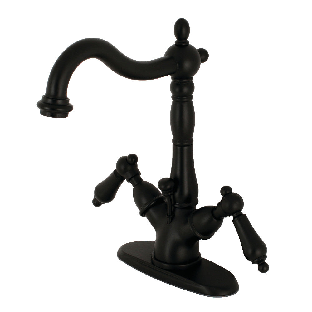 Kingston Brass KS1432AL Heritage Two-Handle Bathroom Faucet with Brass Pop-Up and Cover Plate