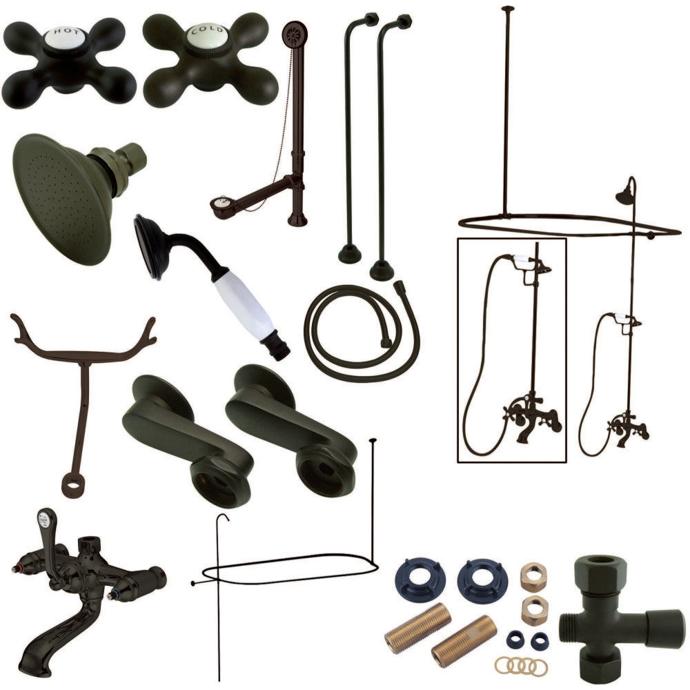 Vintage Clawfoot Tub Faucet Package with Shower Enclosure