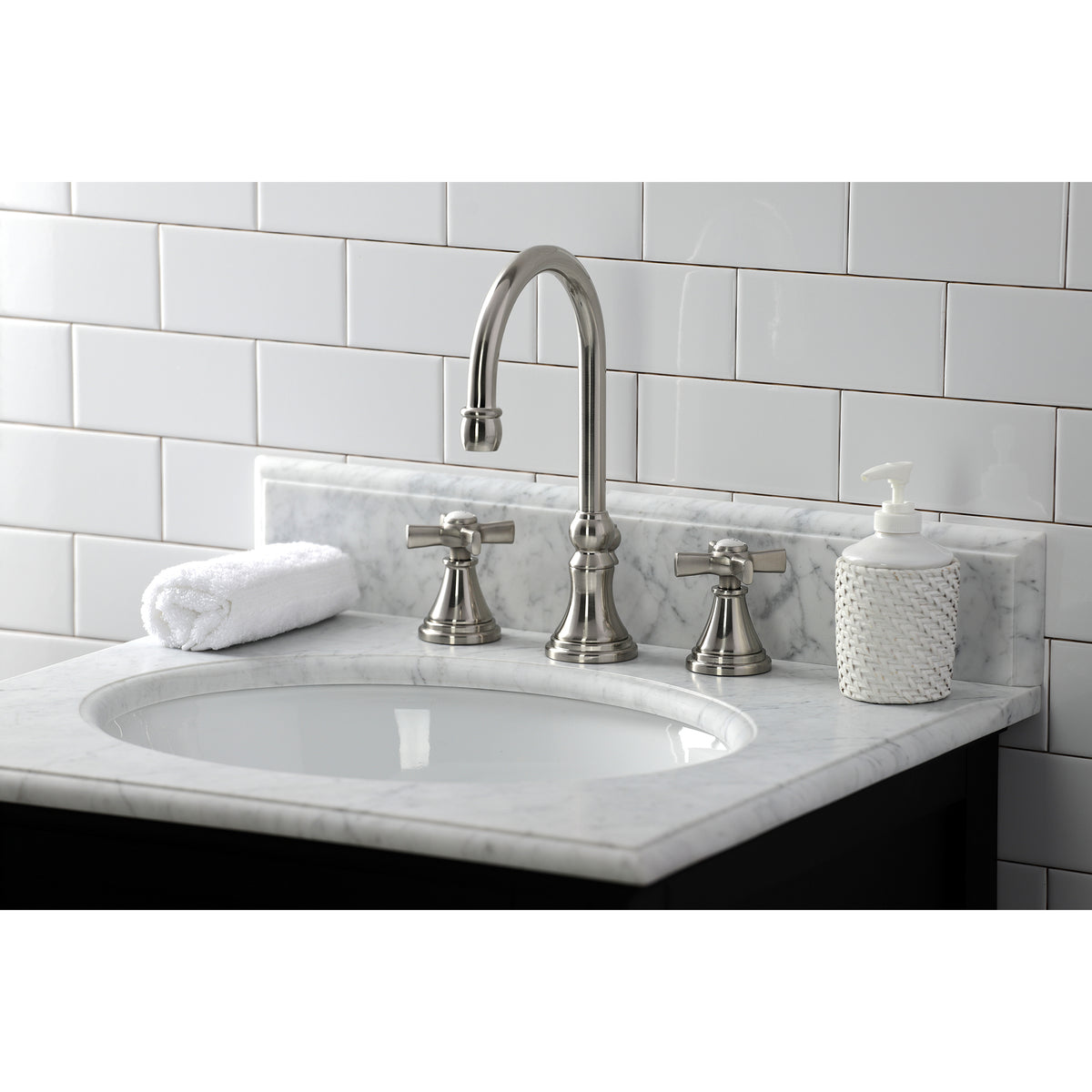 Kingston Brass KS2985ZX Millennium Widespread Bathroom Faucet with Brass Pop-Up