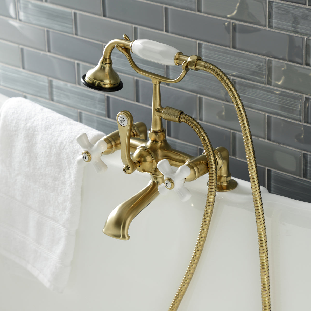 Aqua Vintage 7-Inch Tub Faucet with Hand Shower