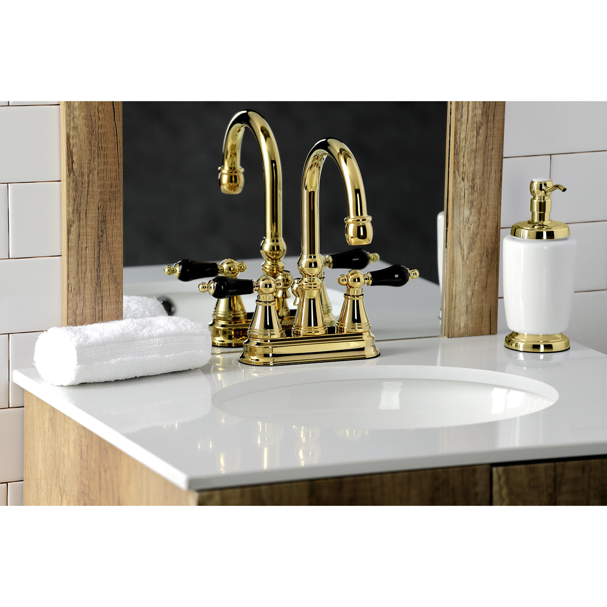 Kingston Brass KS2612PKL Duchess 4 in. Centerset Bathroom Faucet with Brass Pop-Up