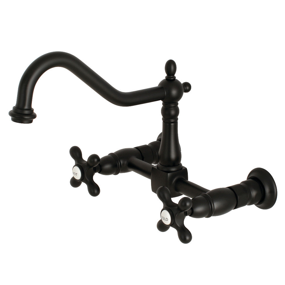 Kingston Brass KS1245AX Heritage Wall Mount Bridge Kitchen Faucet