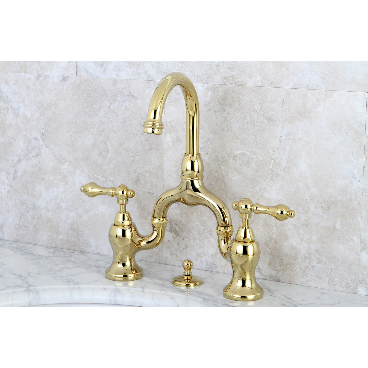 Kingston Brass KS7995AL English Country Bridge Bathroom Faucet with Brass Pop-Up