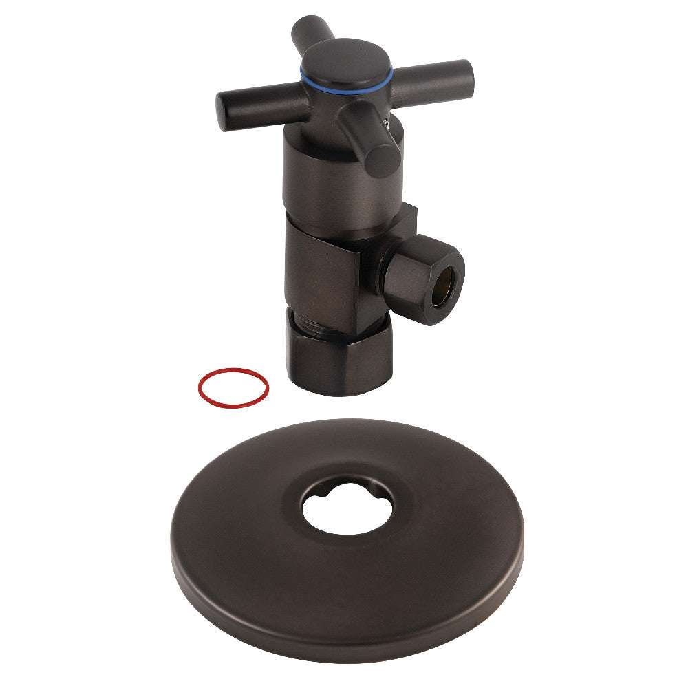 Kingston Brass 5/8"O.D x 3/8" O.D Anti-Seize Deluxe Quarter Turn Ceramic Hardisc Cartridge Angle Stop with Flange