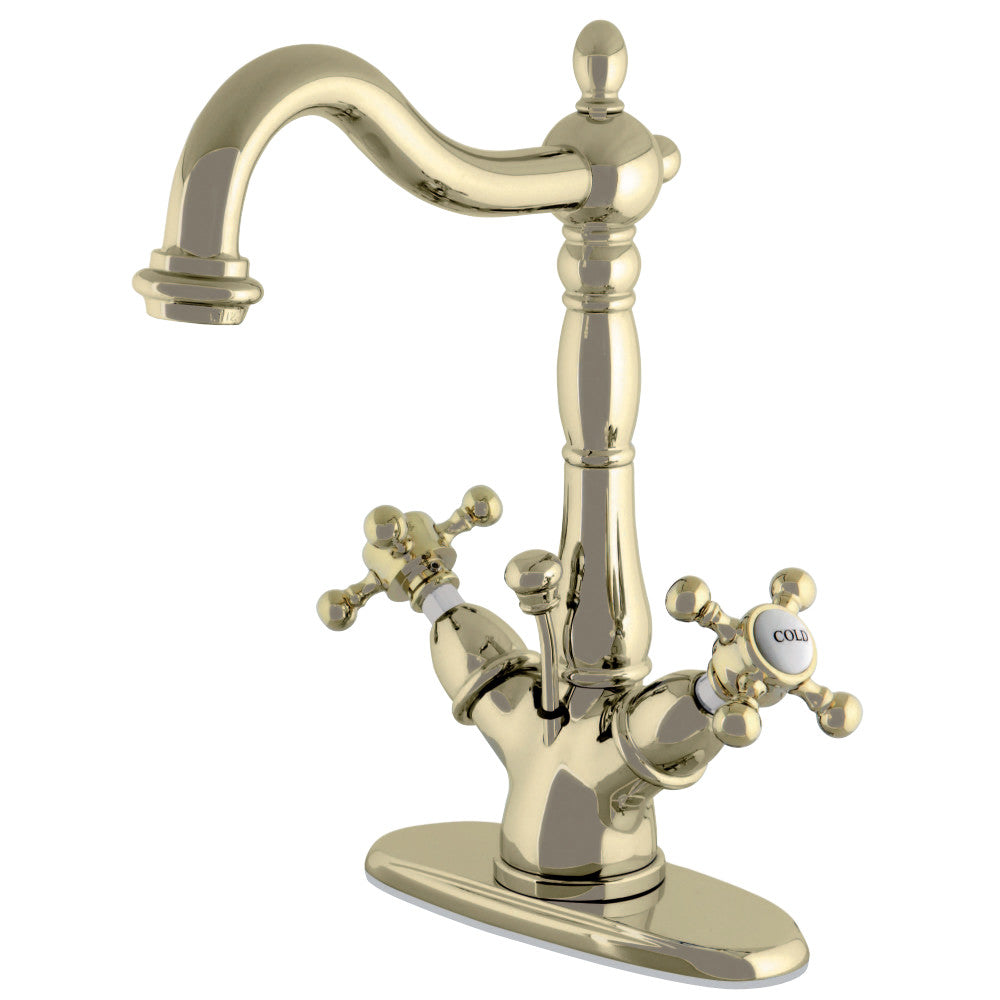 Kingston Brass KS1438BX Vintage Two-Handle Bathroom Faucet with Brass Pop-Up and Cover Plate