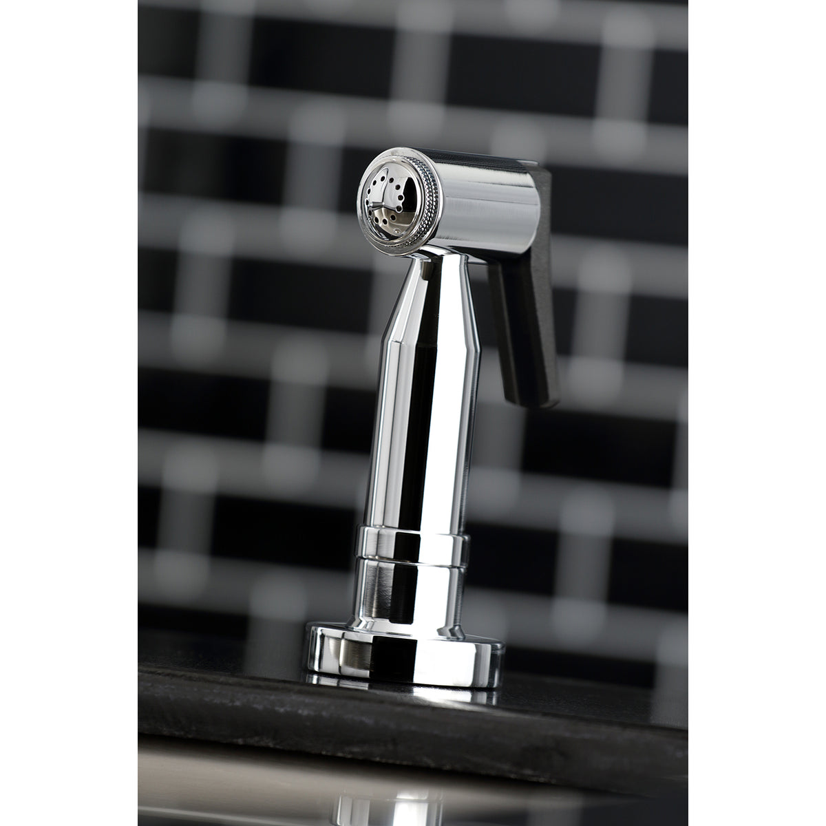 Kingston Brass KS8288DKLBS Concord Two-Handle Bridge Kitchen Faucet with Brass Side Sprayer