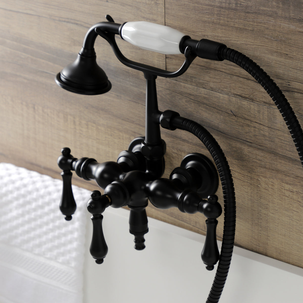 Aqua Vintage 3-3/8 Inch Wall Mount Tub Faucet with Hand Shower