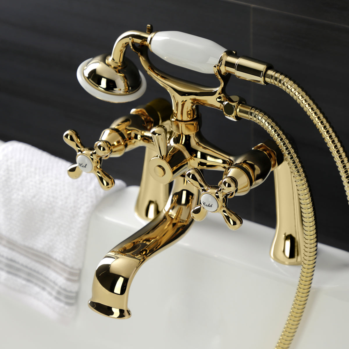 Kingston Deck Mount Clawfoot Tub Faucet with Hand Shower
