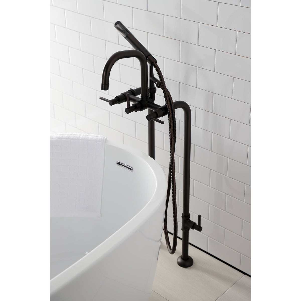 Aqua VintageL Concord Freestanding Tub Faucet with Supply Line, Stop Valve