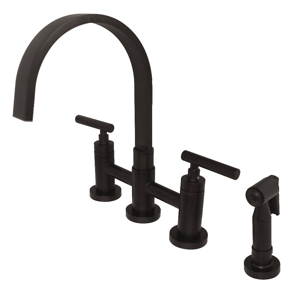 Kingston Brass KS8261CMLBS Manhattan Bridge Kitchen Faucet with Brass Spray