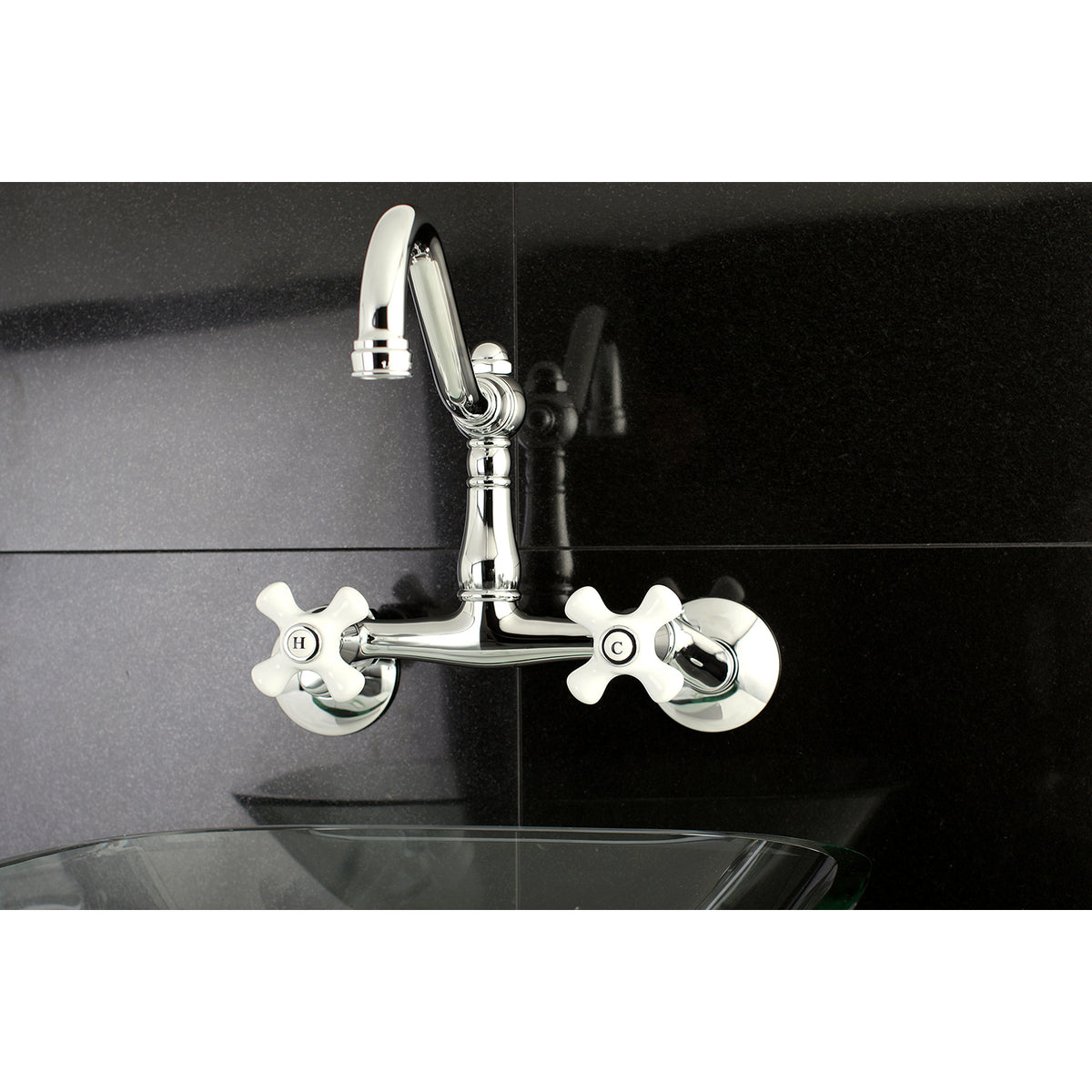 Kingston Brass KS3222PX Vintage 6" Adjustable Center Wall Mount Kitchen Faucet