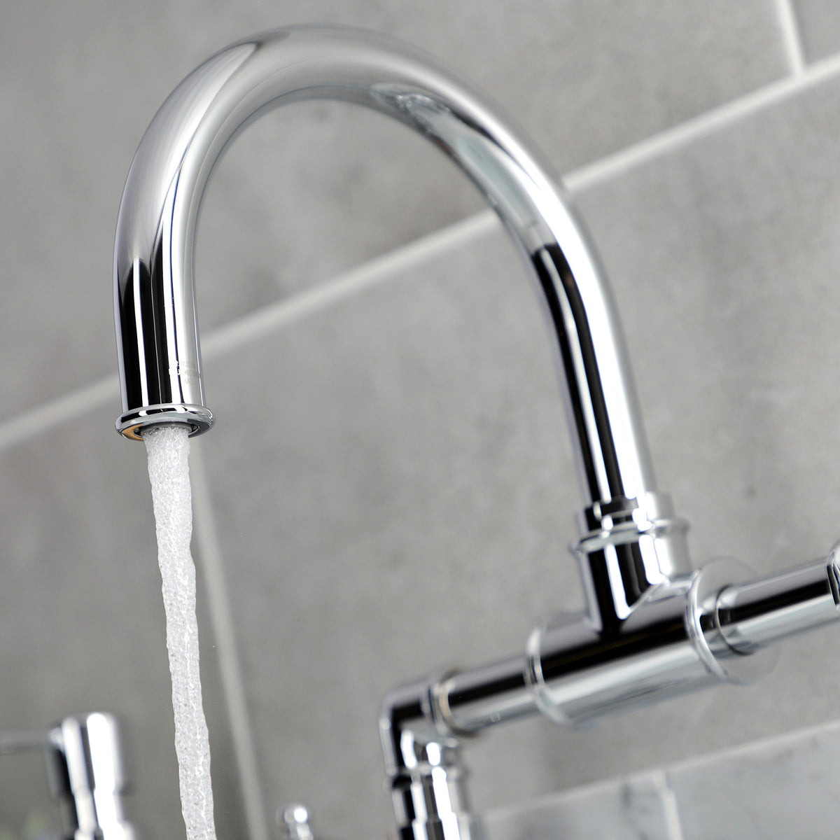 Kingston Brass KS217RXVN Belknap Industrial Style Wheel Handle Bridge Bathroom Faucet with Pop-Up Drain