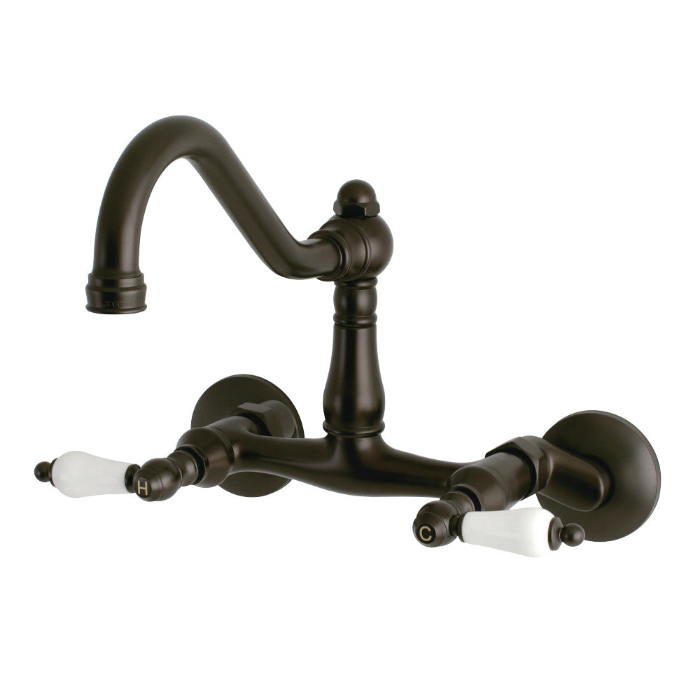Kingston Brass KS3228PL Vintage 6" Adjustable Center Wall Mount Kitchen Faucet