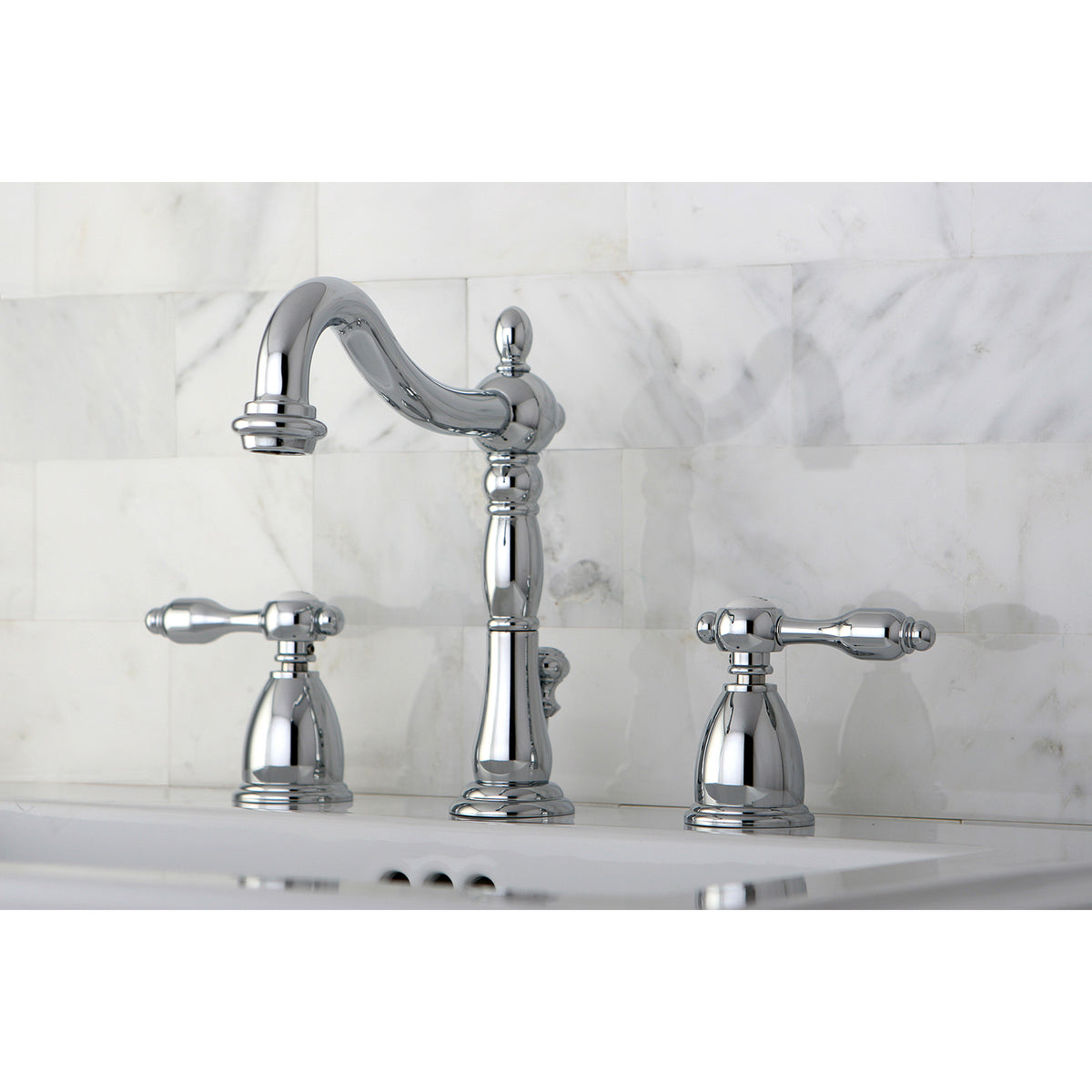Kingston Brass KB1971TAL Tudor Widespread Bathroom Faucet with Plastic Pop-Up