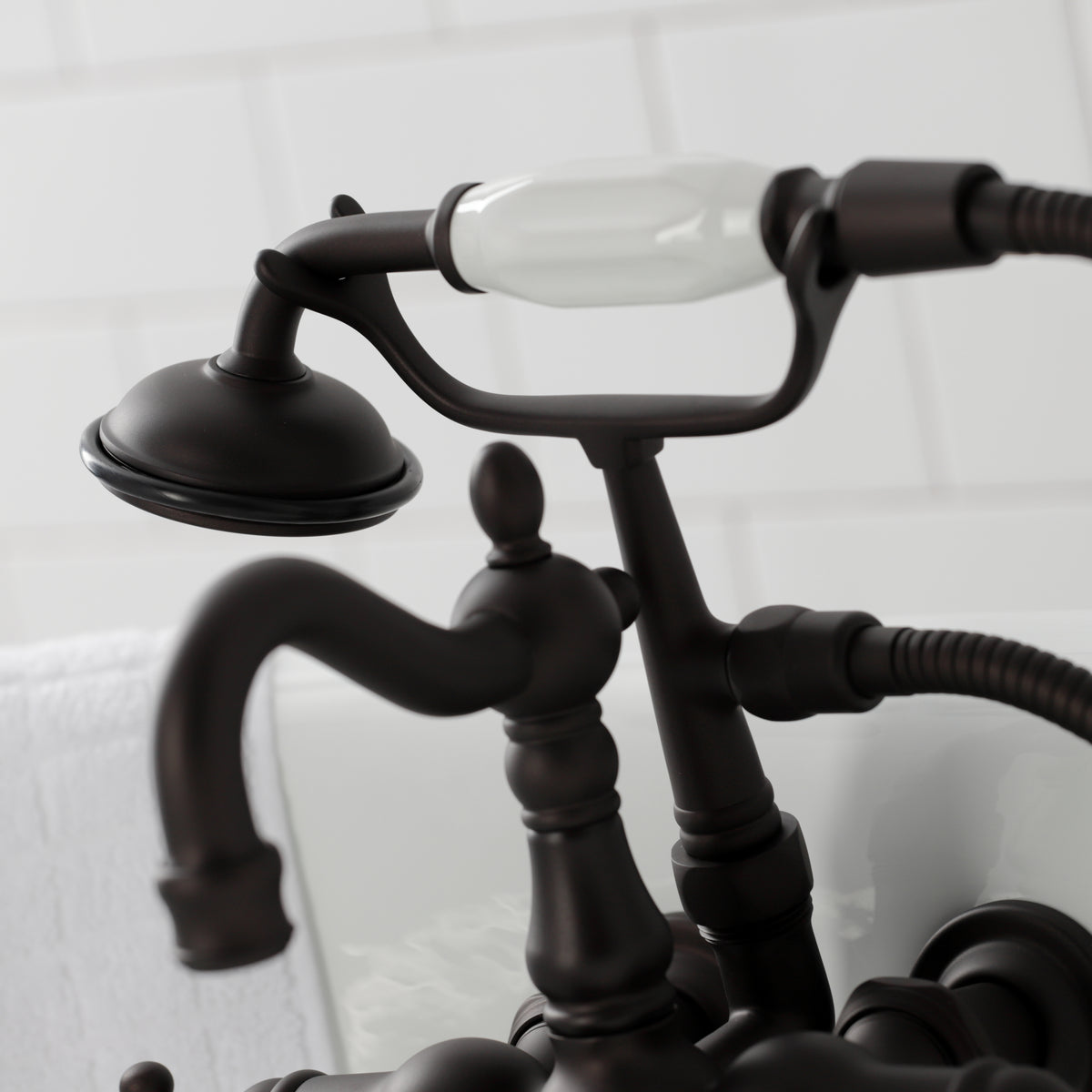 Heritage 3-3/8" Tub Wall Mount Clawfoot Tub Faucet with Hand Shower