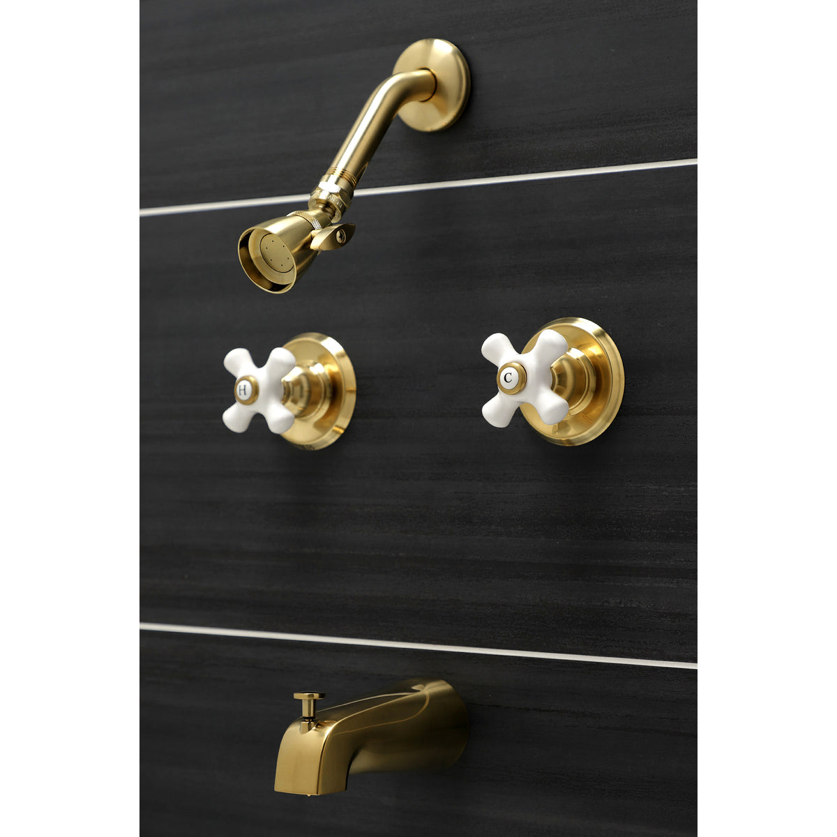 Magellan Tub & Shower Faucet with Porcelain Handles