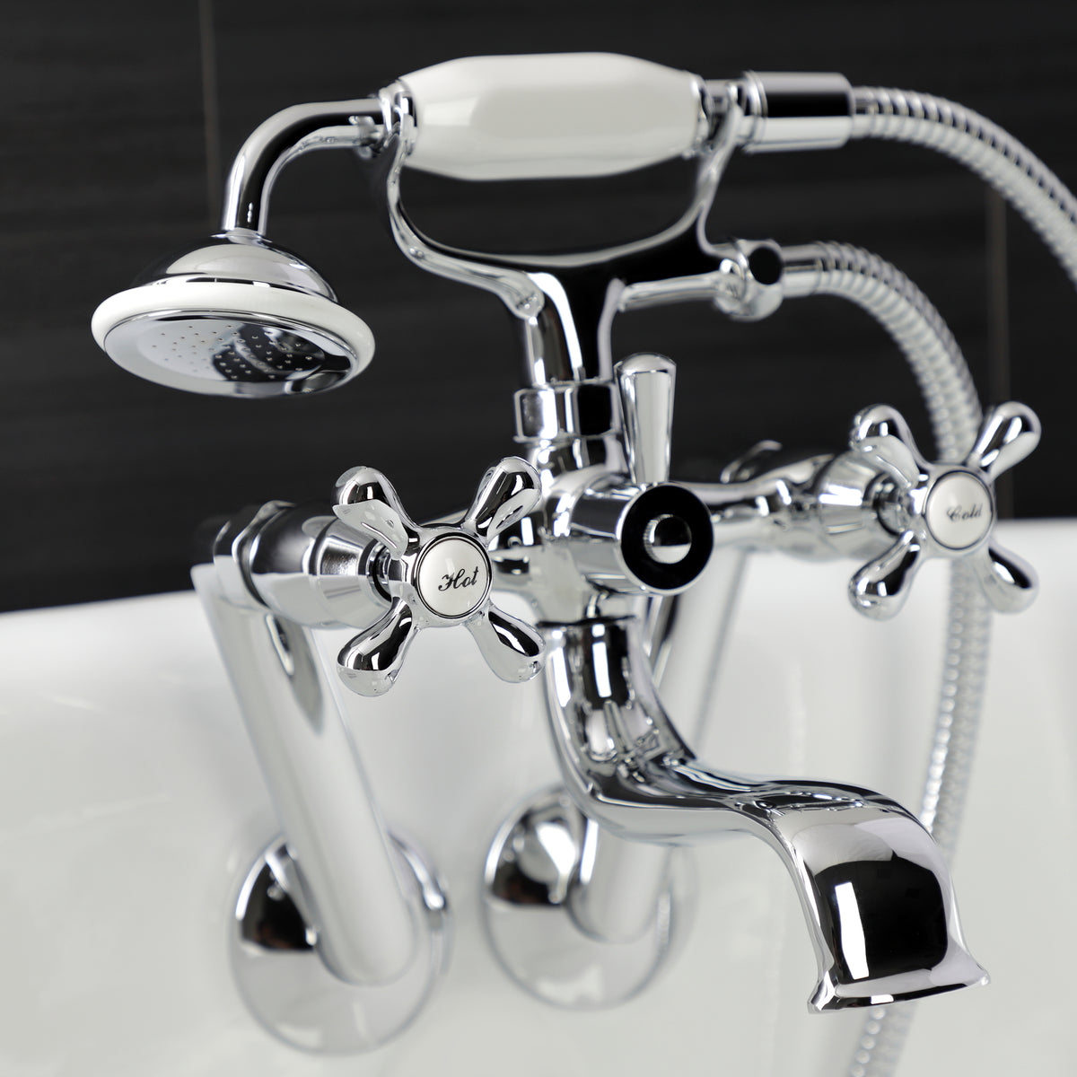 Kingston Wall Mount Clawfoot Tub Faucet with Hand Shower