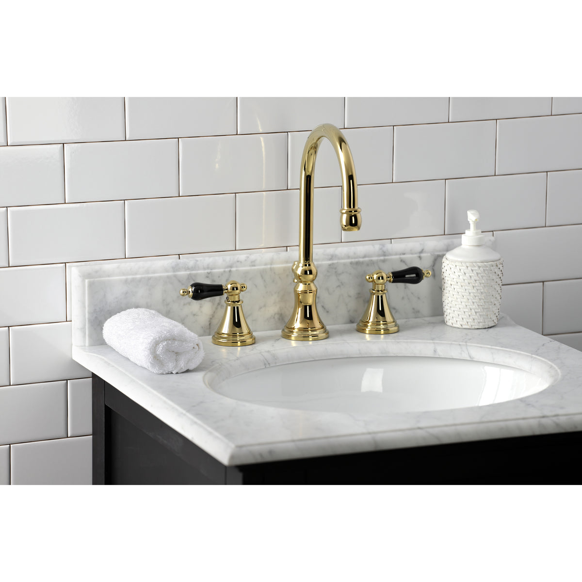 Kingston Brass KS2982PKL Duchess Widespread Bathroom Faucet with Brass Pop-Up