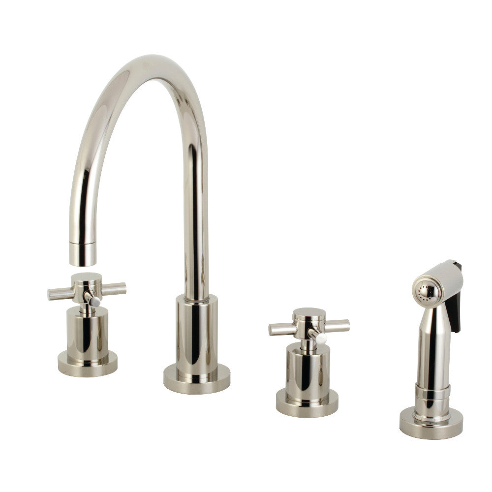 Kingston Brass KS8721DXBS Concord 8-Inch Widespread Kitchen Faucet with Brass Sprayer