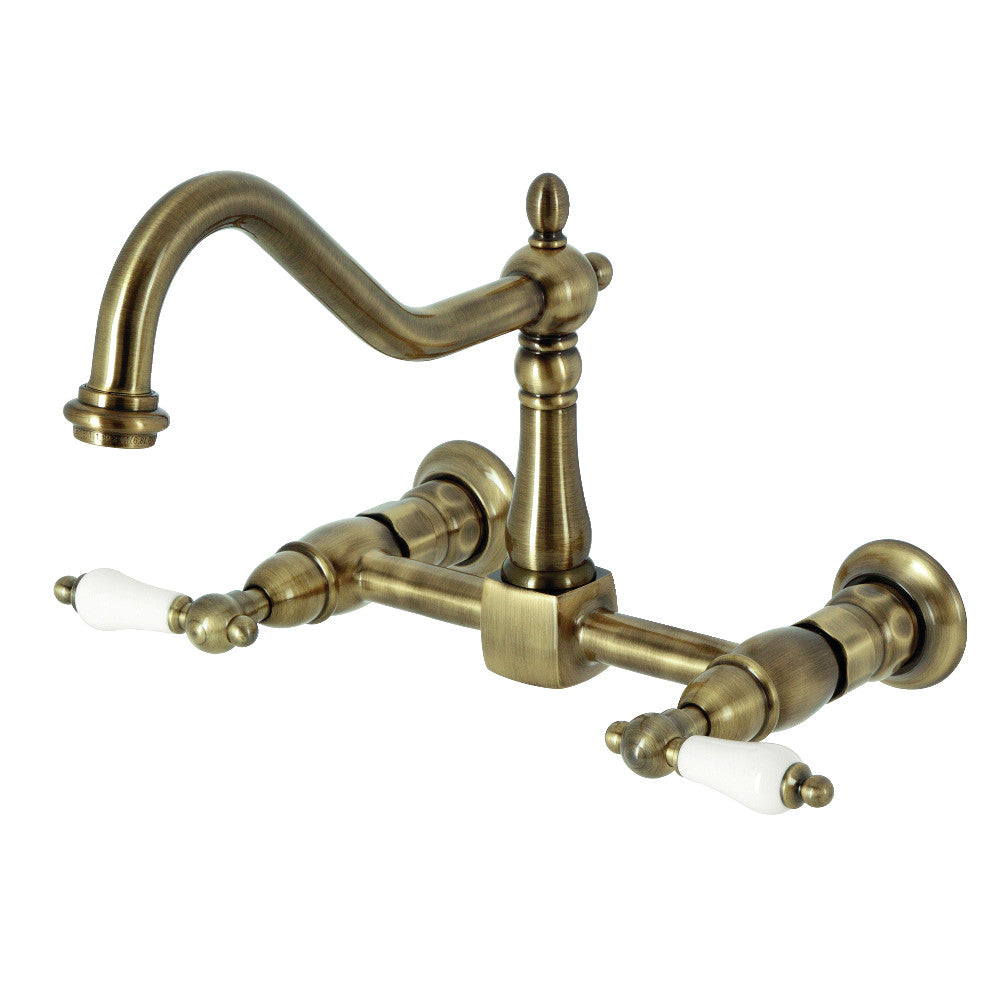 Kingston Brass KS1246PL Heritage Wall Mount Bridge Kitchen Faucet